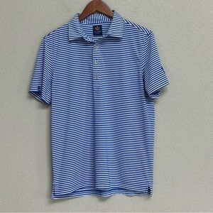 Donald Ross Men’s Polo Shirt Blue Striped Short Sleeve Golf Size Small
